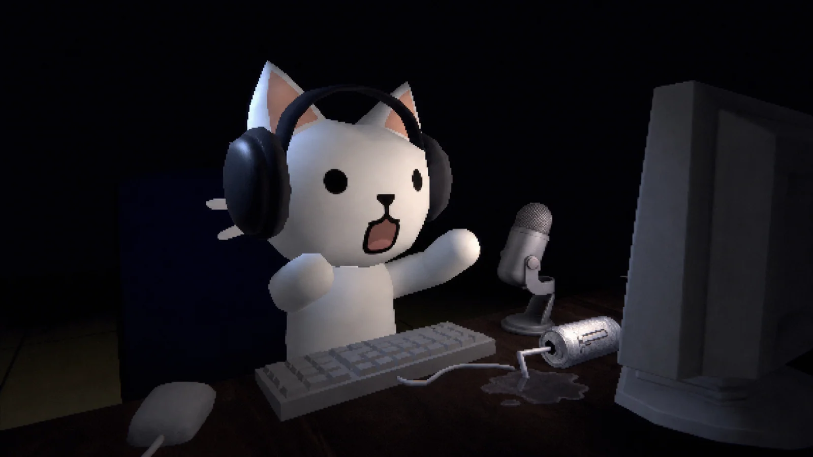Gamer Cat shouting at the monitor